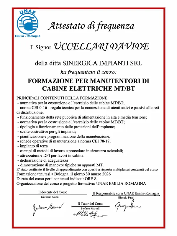 ATTESTATO CABINE ELETTRICHE MT-BT_UCCELLARI DAVIDE
